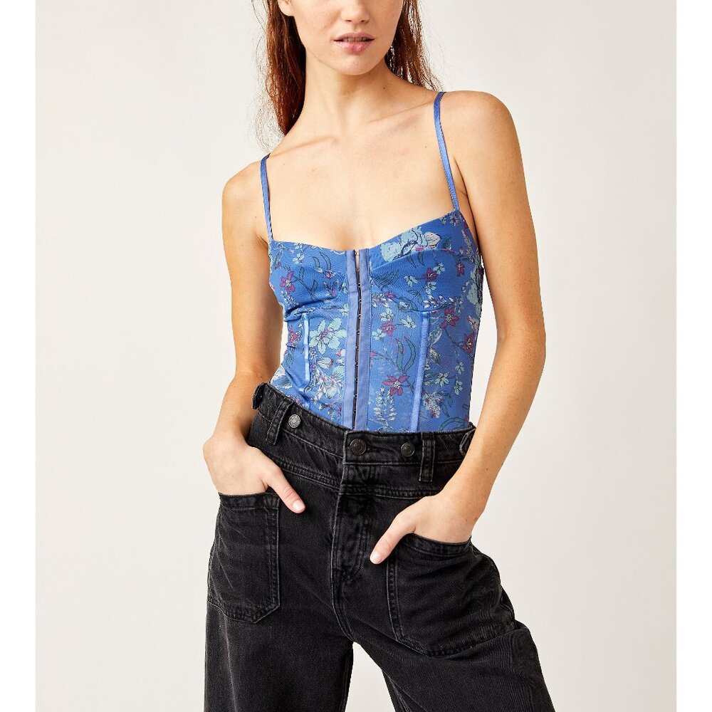 Free People Blue Floral Bodysuit